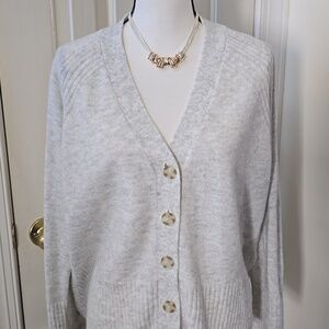SONOMA BRAND WOMEN'S PETITE GRAY FRONT BUTTON CARDIGAN SWEATER SIZE PXL